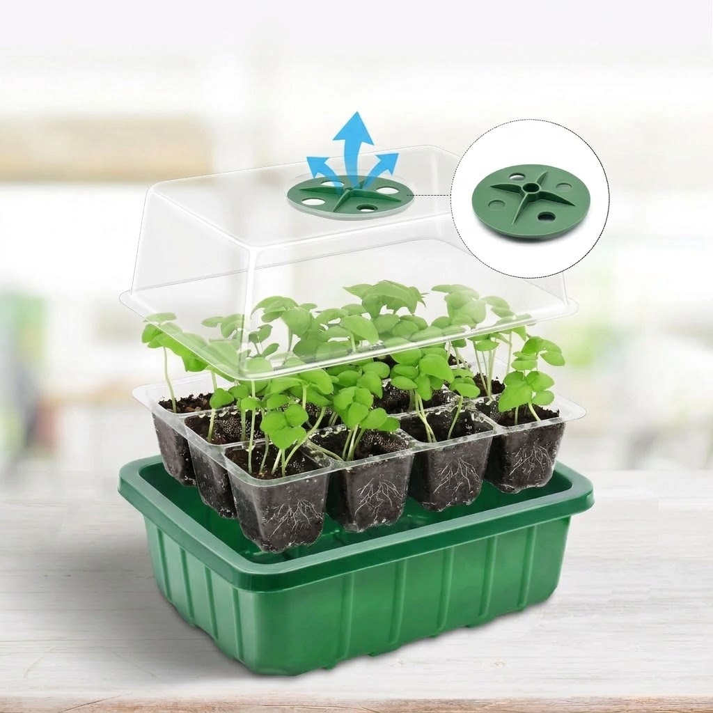Humidity Dome Kit - Cupole a Umidità Regolabile, Vassoio Trasparente